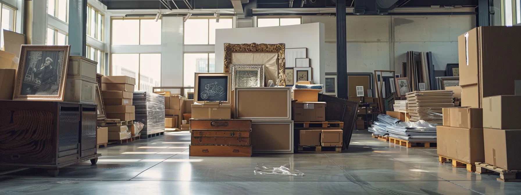 expert movers carefully wrapping delicate antiques and art pieces in custom boxes and crates for safe transport during a move.