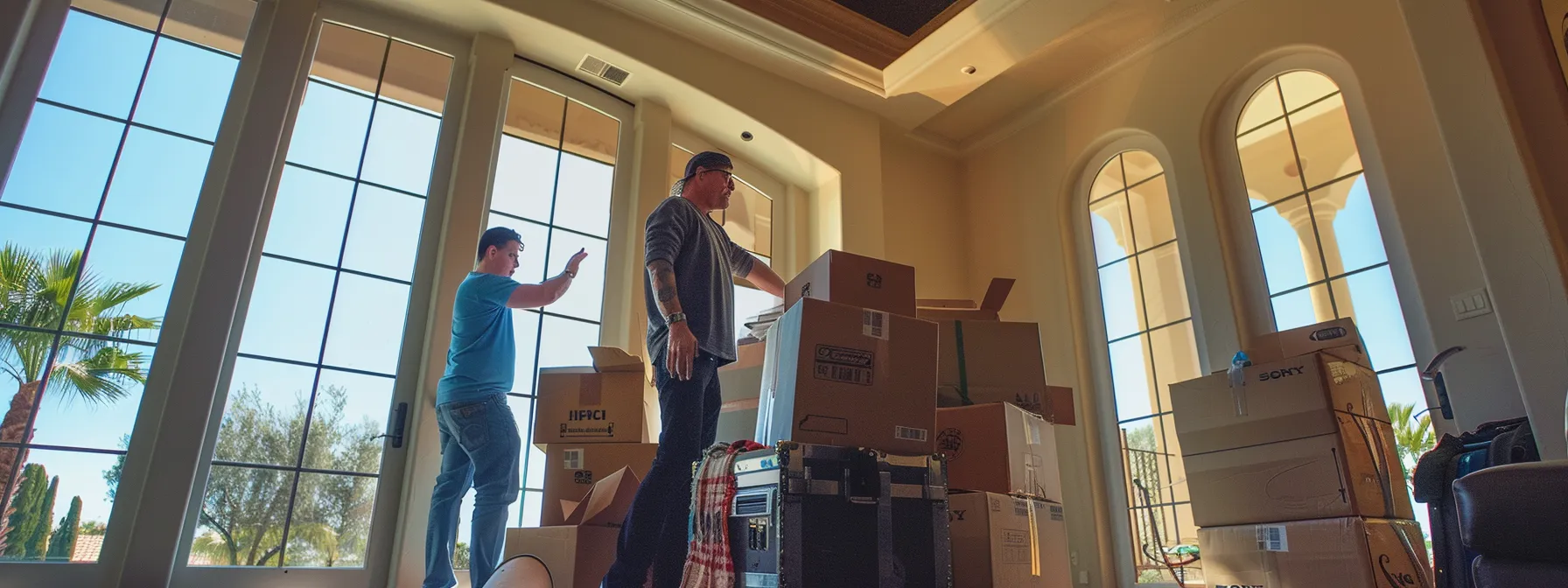 a moving team carefully handling valuable items during a smooth transition in irvine, ca (33.6846° n, 117.8265° w). a moving team carefully handling valuable items during a smooth transition in irvine, ca (33.6846° n, 117.8265° w).