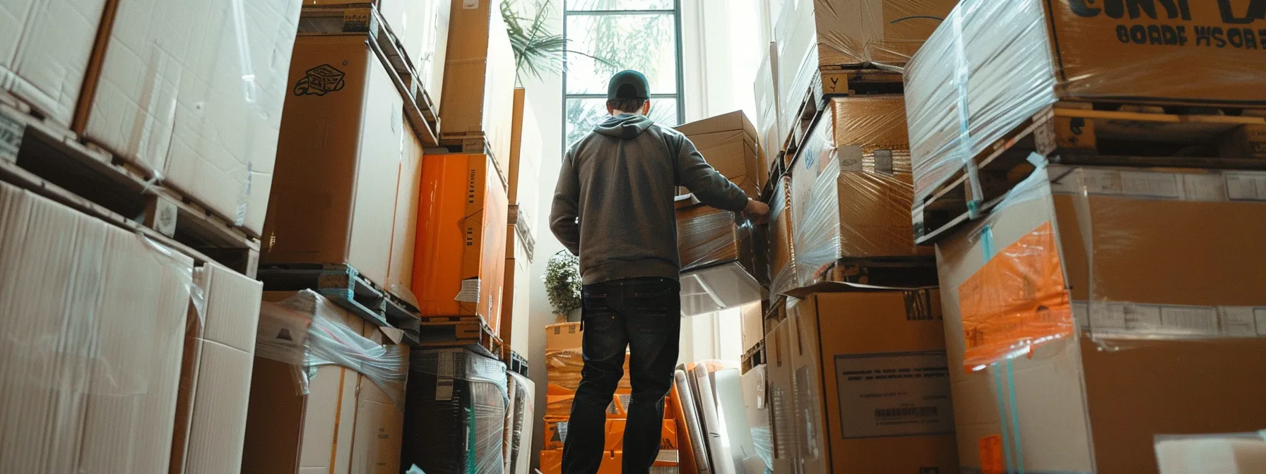 professional movers carefully packing delicate items with specialized materials and using heavy-duty equipment to ensure safe transportation through los angeles.