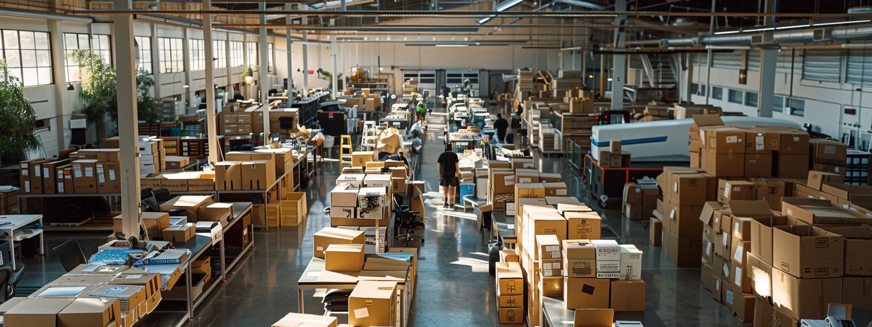 a bustling office space filled with cardboard boxes, moving trucks, and dedicated professionals coordinating a seamless relocation in san diego.