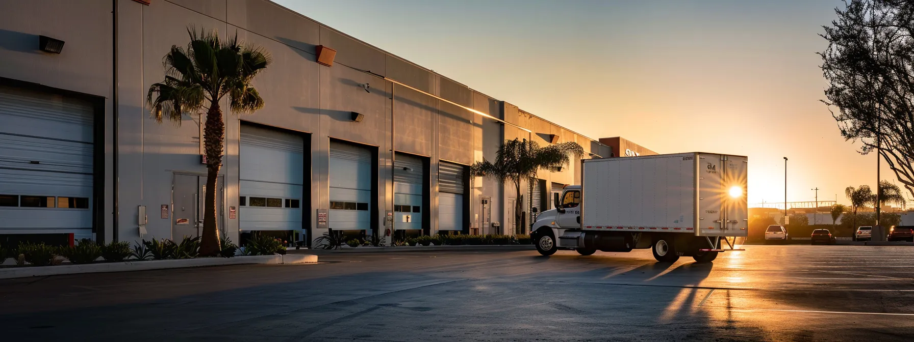 a moving truck with a reputable san diego moving company logo parked in front of a secure storage facility, offering peace of mind to customers.