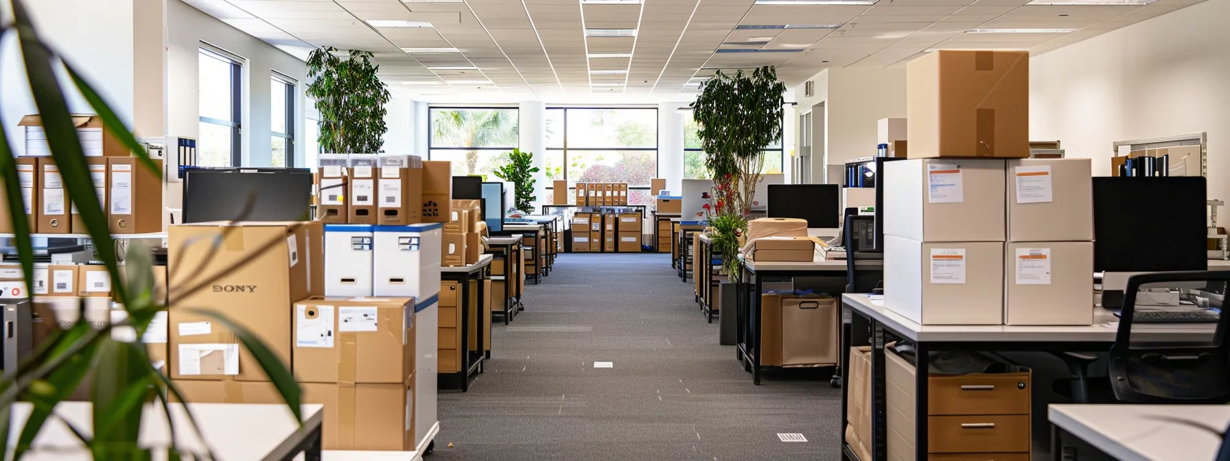 a neatly organized office space with labeled inventory boxes, secure locks on file cabinets, and a building manager overseeing the move, ensuring a smooth commercial relocation in san diego. a neatly organized office space with labeled inventory boxes, secure locks on file cabinets, and a building manager overseeing the move, ensuring a smooth commercial relocation in san diego.