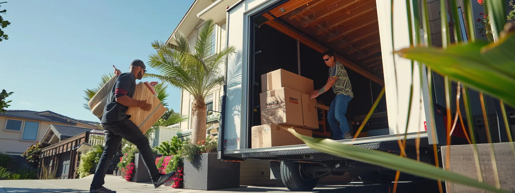 a team of san diego residential movers carefully transport a large fragile item into a moving truck, showcasing their expertise and efficiency. a team of san diego residential movers carefully transport a large fragile item into a moving truck, showcasing their expertise and efficiency.